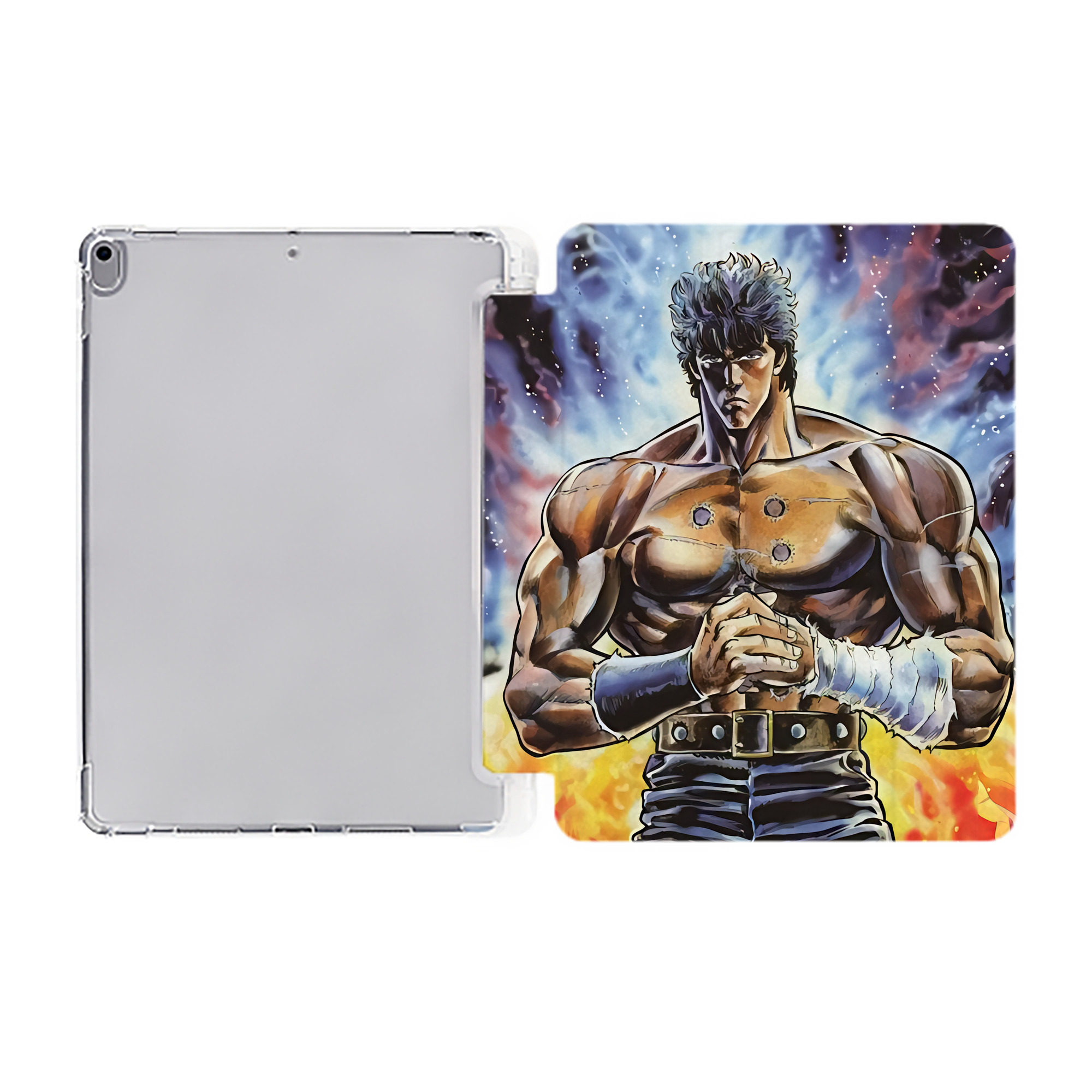（画像用） 北斗の拳 Fist of the North Star IPad ケース ペン収納付き 三つ折りスタンド PUレザー×シリコン 対応機種9.5/10.5/10.9インチ